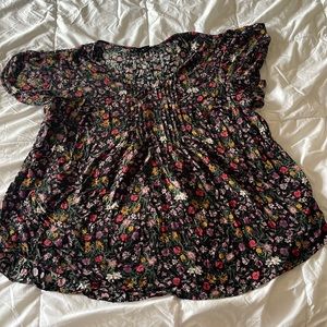 Torrid V neck Floral Blouse with Flutter Sleeves